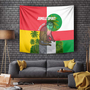 Jungle Spirit Monkey Tapestry Sao Tome and Principe Tropical Flag Color - African Pride