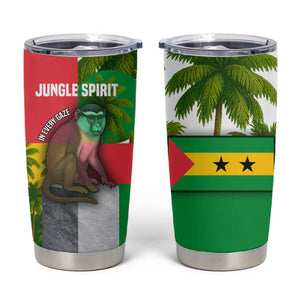 Jungle Spirit Monkey Tumbler Cup Sao Tome and Principe Tropical Flag Color - African Pride