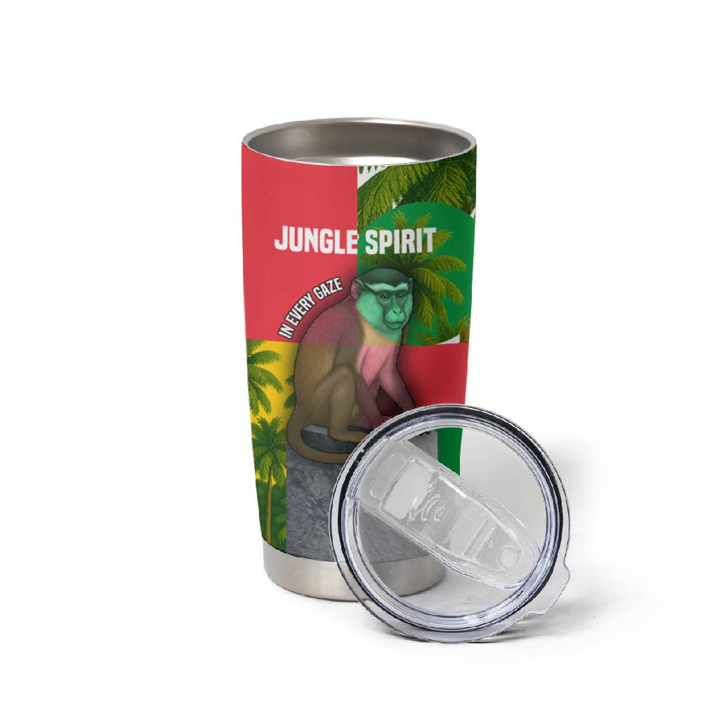 Jungle Spirit Monkey Tumbler Cup Sao Tome and Principe Tropical Flag Color - African Pride