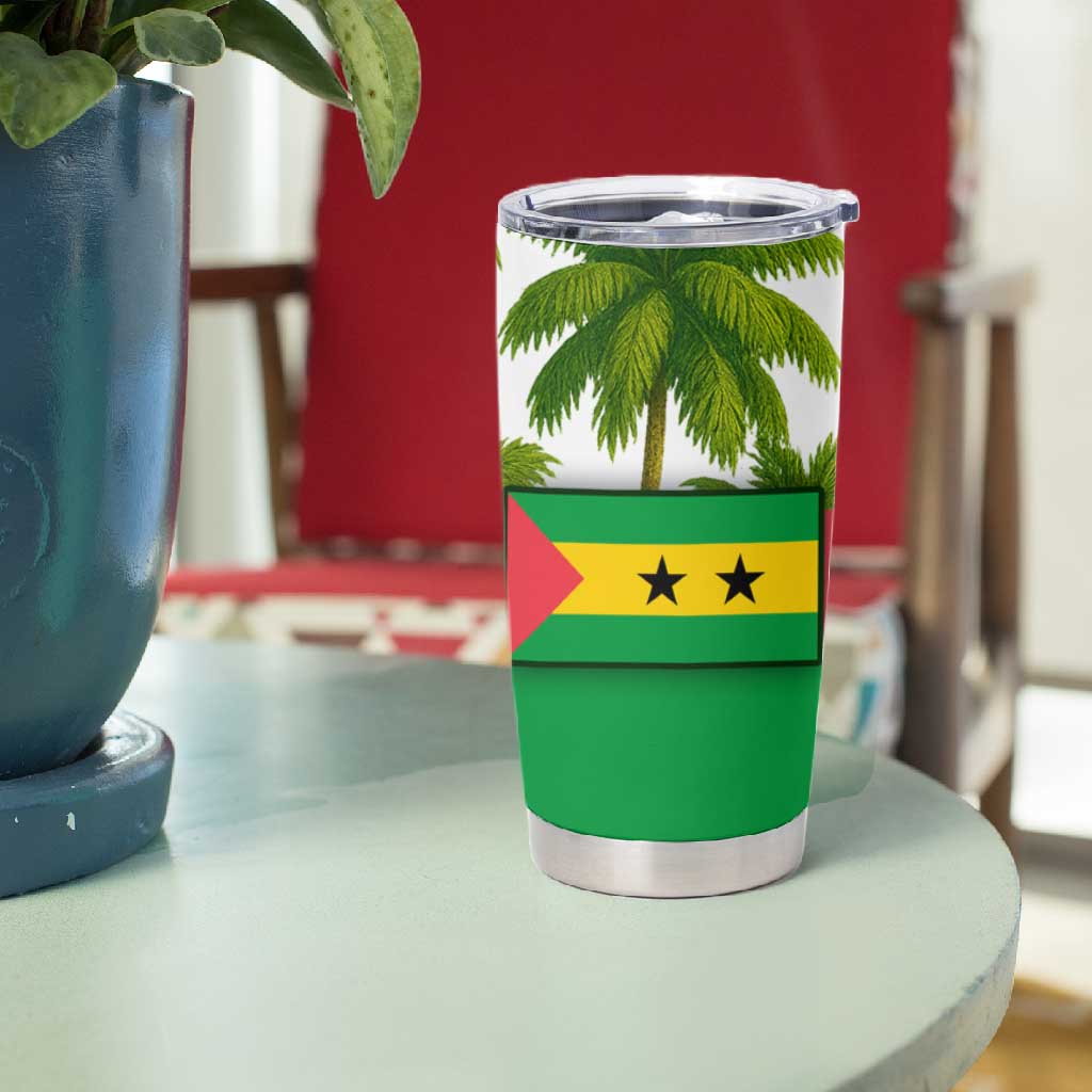 Jungle Spirit Monkey Tumbler Cup Sao Tome and Principe Tropical Flag Color - African Pride
