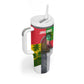 Jungle Spirit Monkey Tumbler With Handle Sao Tome and Principe Tropical Flag Color - African Pride