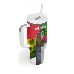 Jungle Spirit Monkey Tumbler With Handle Sao Tome and Principe Tropical Flag Color - African Pride