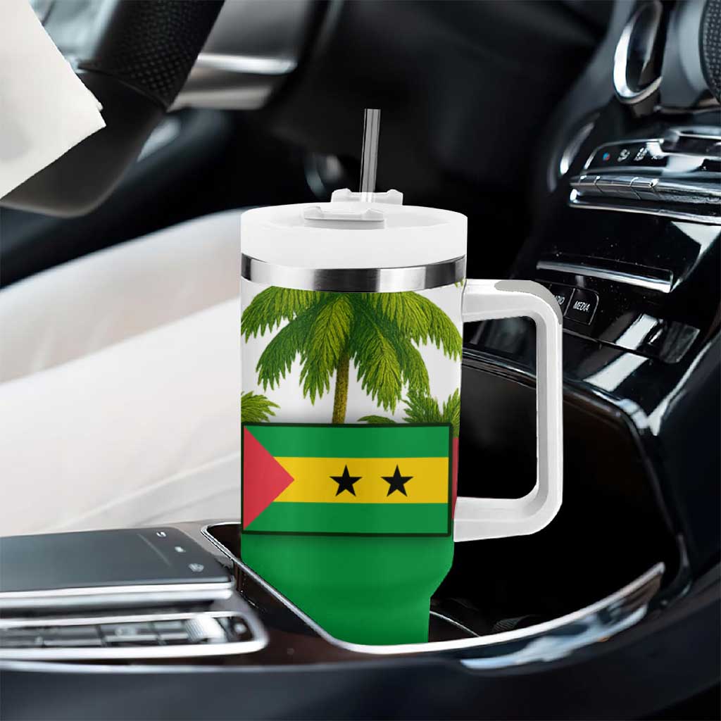 Jungle Spirit Monkey Tumbler With Handle Sao Tome and Principe Tropical Flag Color - African Pride