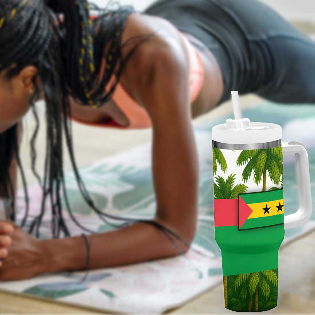 Jungle Spirit Monkey Tumbler With Handle Sao Tome and Principe Tropical Flag Color - African Pride