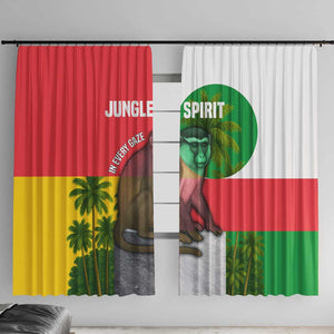 Jungle Spirit Monkey Window Curtain Sao Tome and Principe Tropical Flag Color - African Pride