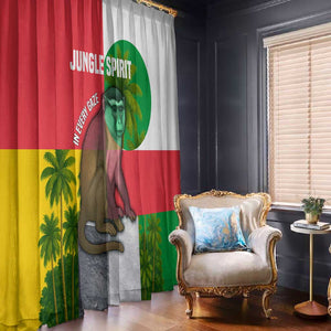 Jungle Spirit Monkey Window Curtain Sao Tome and Principe Tropical Flag Color - African Pride