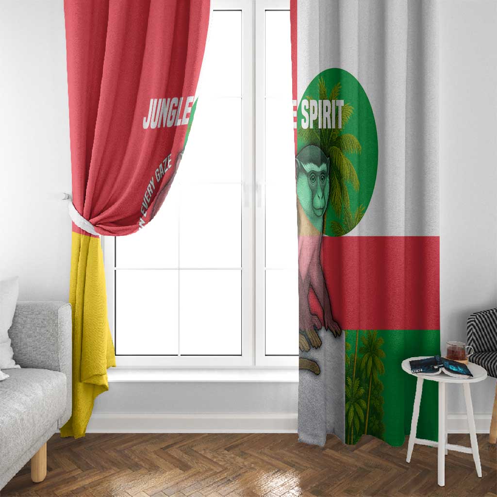 Jungle Spirit Monkey Window Curtain Sao Tome and Principe Tropical Flag Color - African Pride