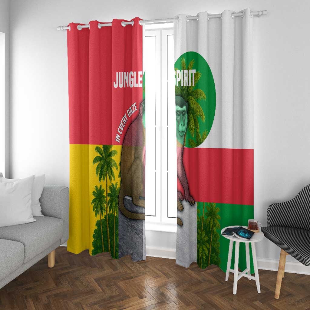 Jungle Spirit Monkey Window Curtain Sao Tome and Principe Tropical Flag Color - African Pride