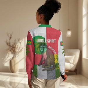 Jungle Spirit Monkey Women Casual Shirt Sao Tome and Principe Tropical Flag Color - African Pride