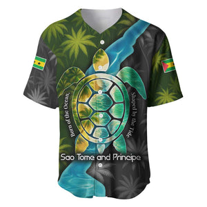 Sea Turtle Sao Tome and Principe Baseball Jersey Ocean Tide and Tropical Palm - African Pride