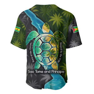 Sea Turtle Sao Tome and Principe Baseball Jersey Ocean Tide and Tropical Palm - African Pride