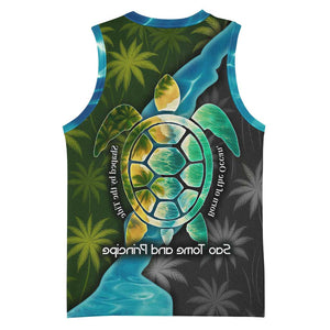 Sea Turtle Sao Tome and Principe Basketball Jersey Ocean Tide and Tropical Palm - African Pride