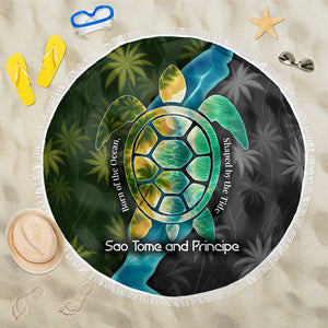 Sea Turtle Sao Tome and Principe Beach Blanket Ocean Tide and Tropical Palm - African Pride
