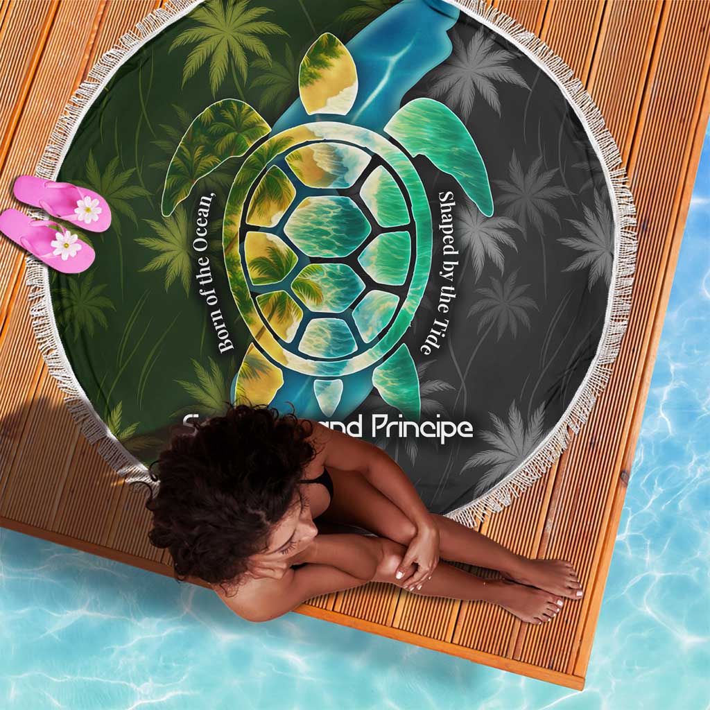Sea Turtle Sao Tome and Principe Beach Blanket Ocean Tide and Tropical Palm - African Pride