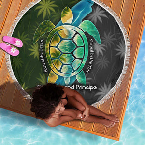 Sea Turtle Sao Tome and Principe Beach Blanket Ocean Tide and Tropical Palm - African Pride