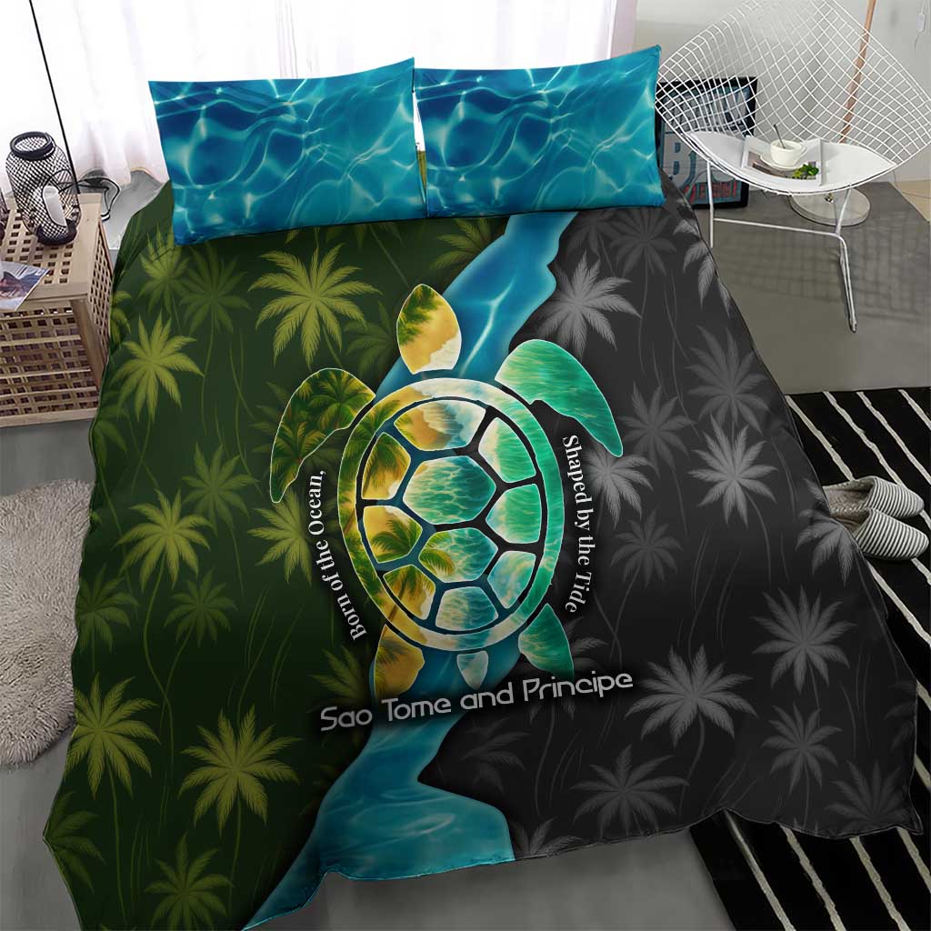 Sea Turtle Sao Tome and Principe Bedding Set Ocean Tide and Tropical Palm - African Pride