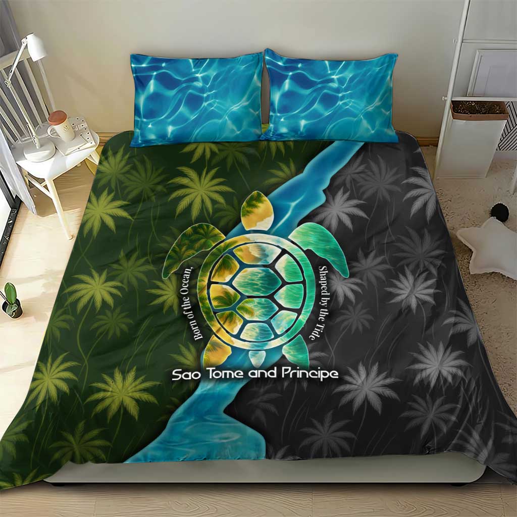 Sea Turtle Sao Tome and Principe Bedding Set Ocean Tide and Tropical Palm - African Pride