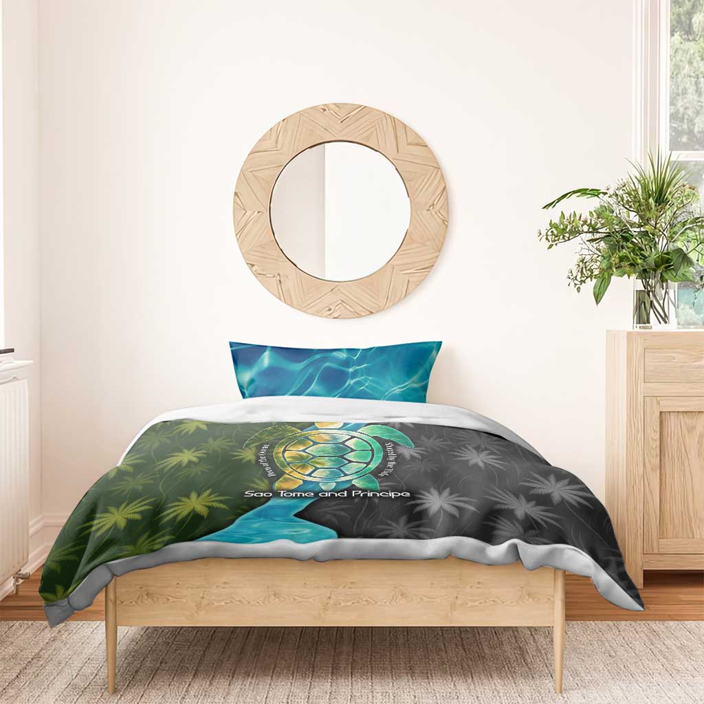 Sea Turtle Sao Tome and Principe Bedding Set Ocean Tide and Tropical Palm - African Pride
