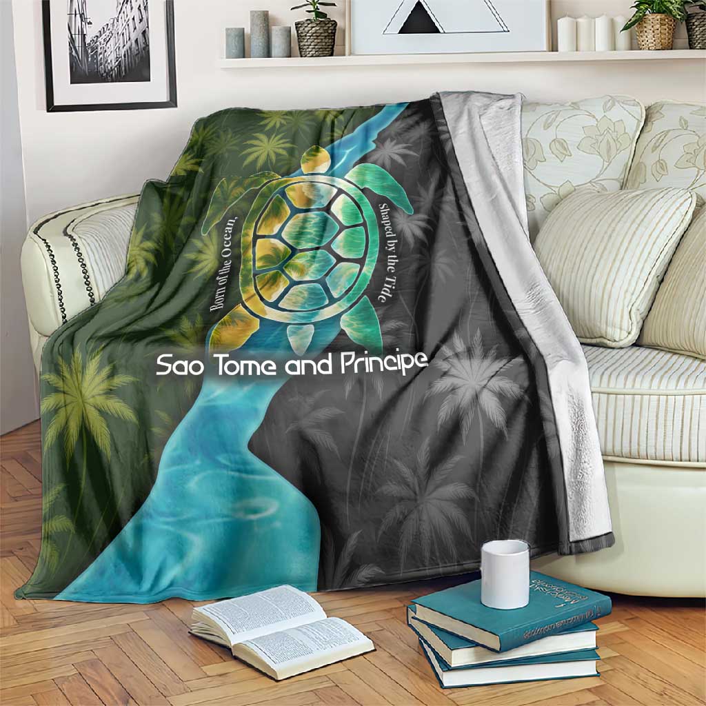 Sea Turtle Sao Tome and Principe Blanket Ocean Tide and Tropical Palm - African Pride