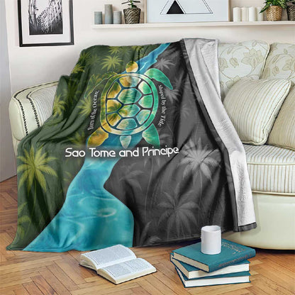 Sea Turtle Sao Tome and Principe Blanket Ocean Tide and Tropical Palm - African Pride
