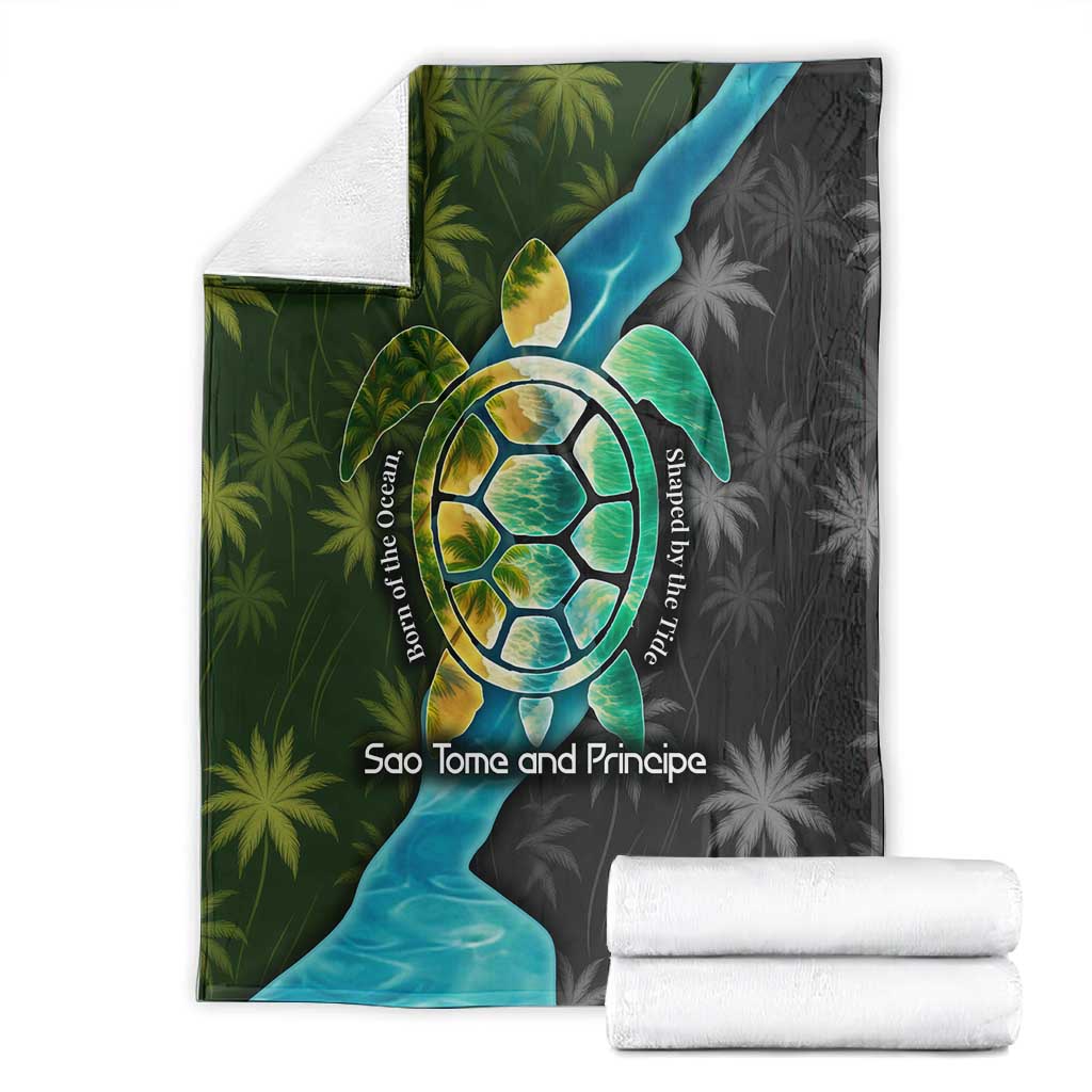 Sea Turtle Sao Tome and Principe Blanket Ocean Tide and Tropical Palm - African Pride