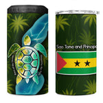 Sea Turtle Sao Tome and Principe 4 in 1 Can Cooler Tumbler Ocean Tide and Tropical Palm - African Pride