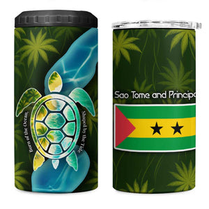 Sea Turtle Sao Tome and Principe 4 in 1 Can Cooler Tumbler Ocean Tide and Tropical Palm - African Pride