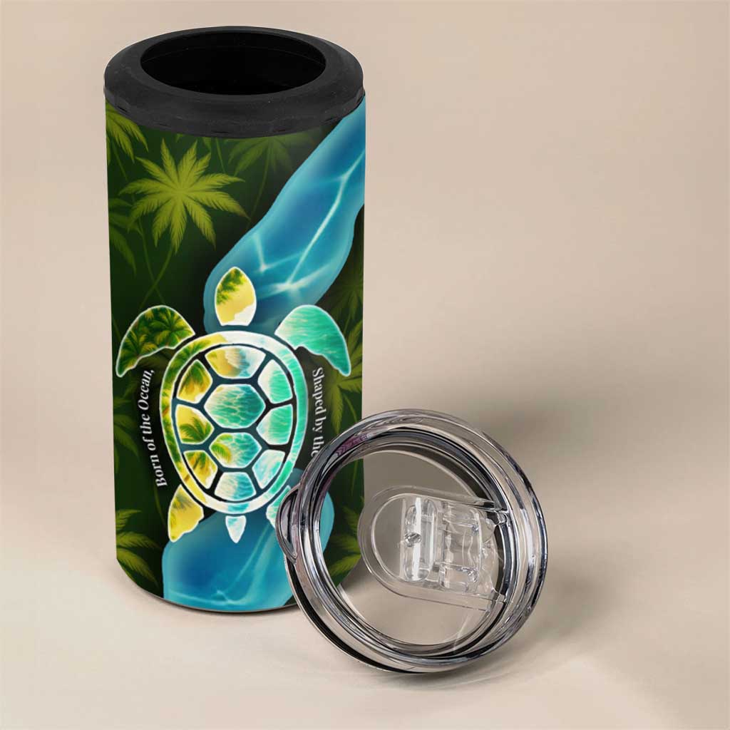 Sea Turtle Sao Tome and Principe 4 in 1 Can Cooler Tumbler Ocean Tide and Tropical Palm - African Pride