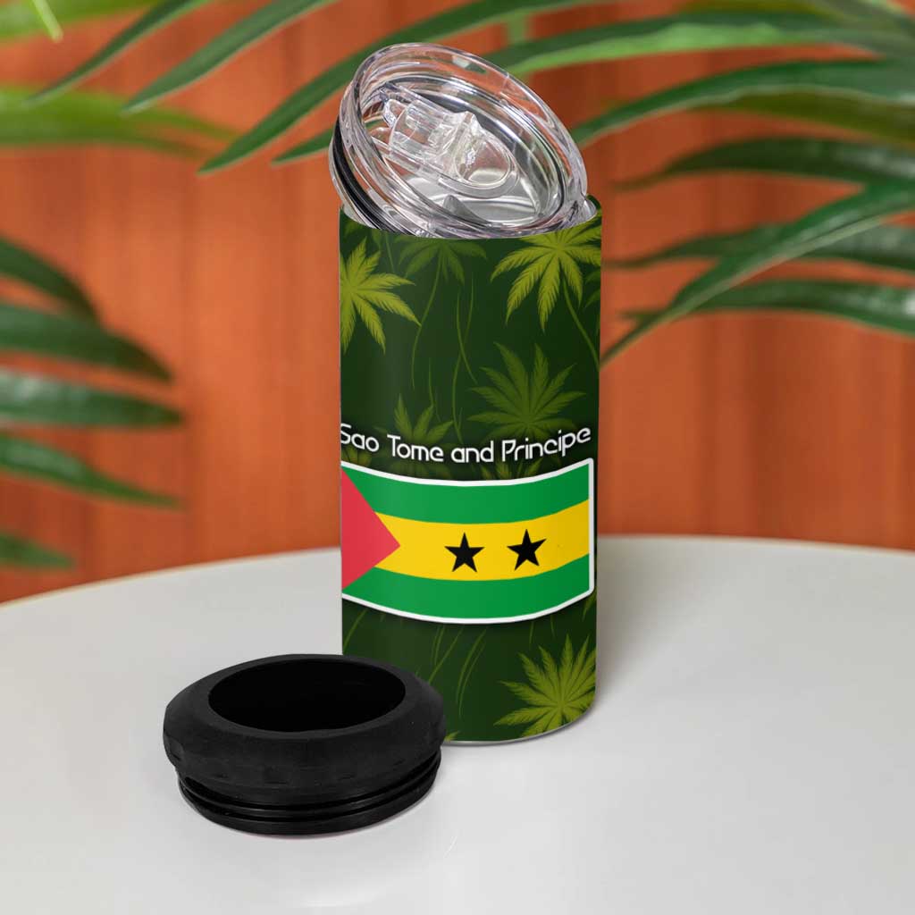 Sea Turtle Sao Tome and Principe 4 in 1 Can Cooler Tumbler Ocean Tide and Tropical Palm - African Pride