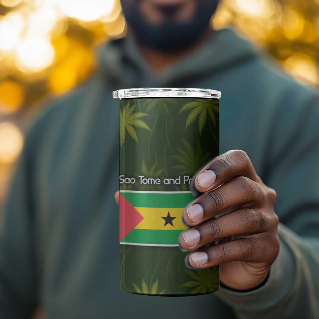 Sea Turtle Sao Tome and Principe 4 in 1 Can Cooler Tumbler Ocean Tide and Tropical Palm - African Pride
