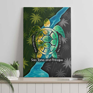 Sea Turtle Sao Tome and Principe Canvas Wall Art Ocean Tide and Tropical Palm - African Pride