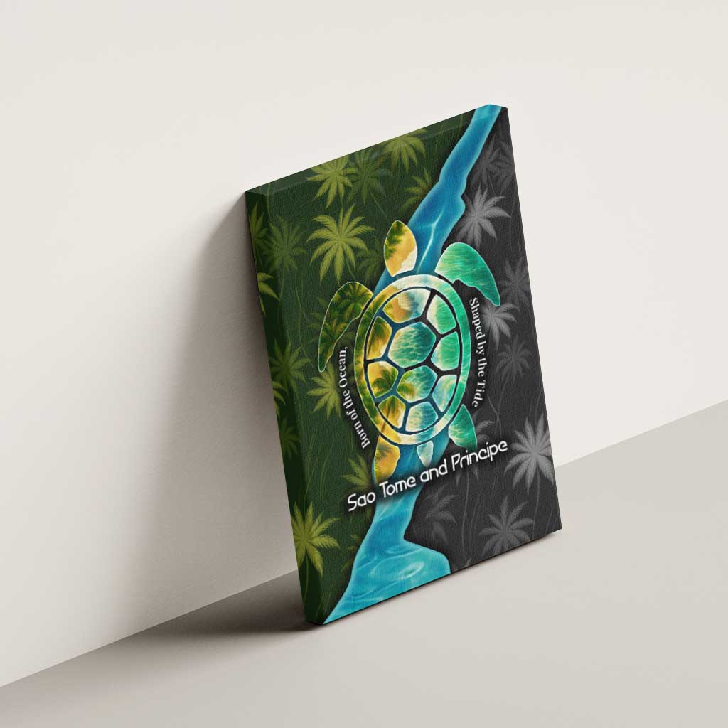 Sea Turtle Sao Tome and Principe Canvas Wall Art Ocean Tide and Tropical Palm - African Pride
