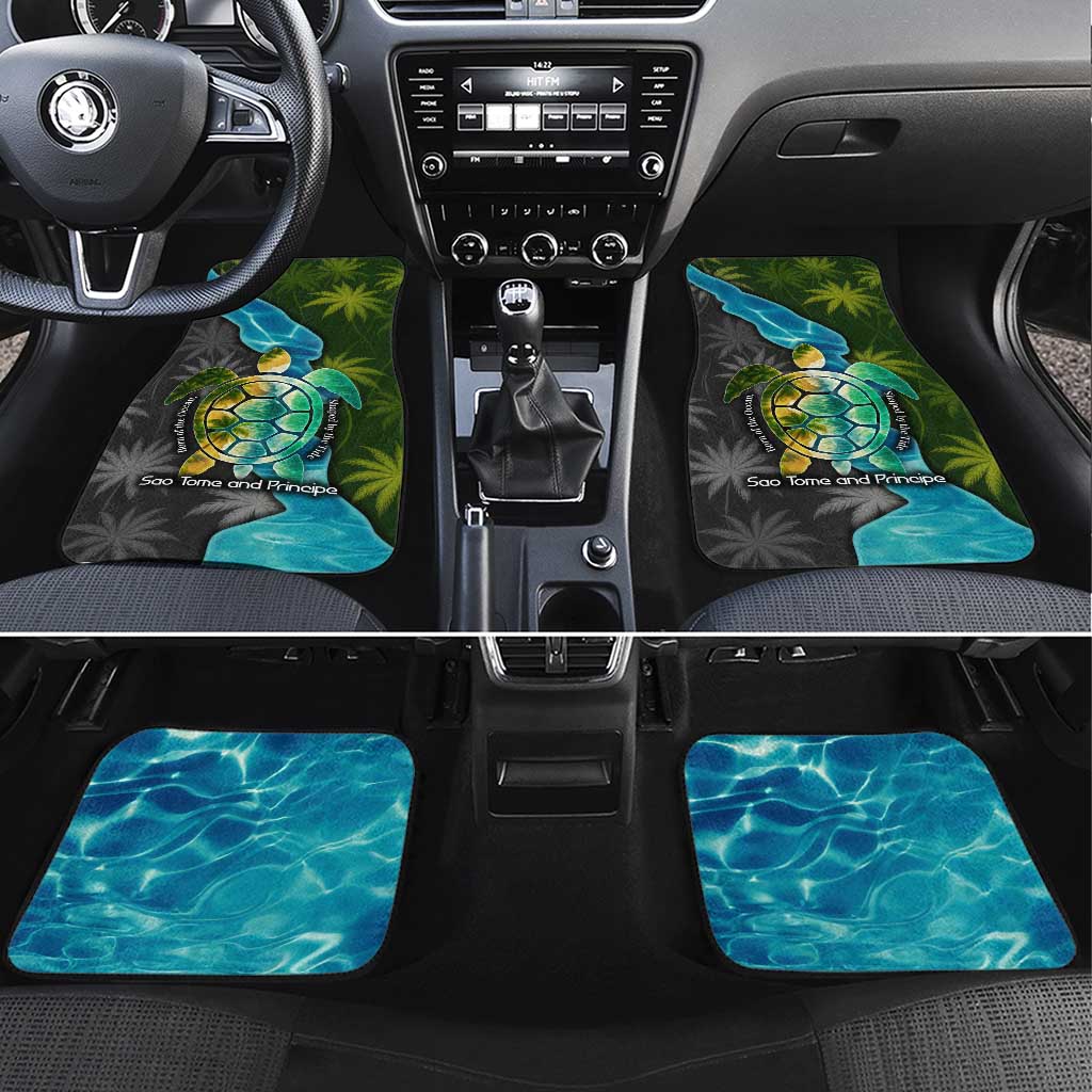 Sea Turtle Sao Tome and Principe Car Mats Ocean Tide and Tropical Palm - African Pride