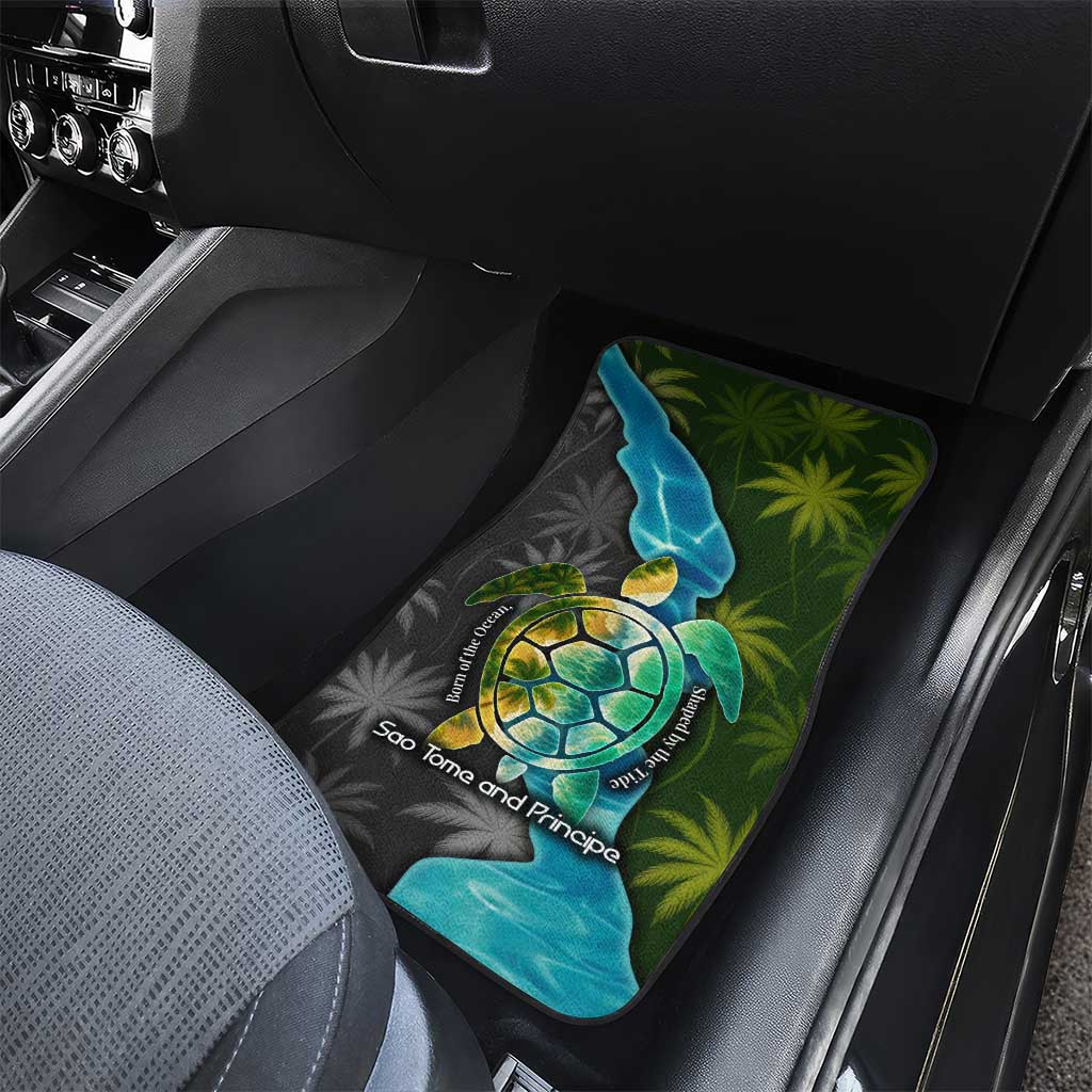 Sea Turtle Sao Tome and Principe Car Mats Ocean Tide and Tropical Palm - African Pride