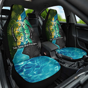 Sea Turtle Sao Tome and Principe Car Seat Cover Ocean Tide and Tropical Palm - African Pride