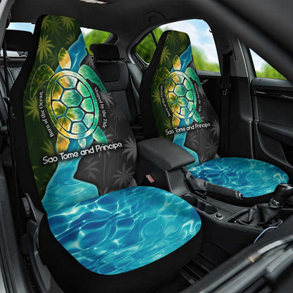 Sea Turtle Sao Tome and Principe Car Seat Cover Ocean Tide and Tropical Palm - African Pride