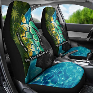 Sea Turtle Sao Tome and Principe Car Seat Cover Ocean Tide and Tropical Palm - African Pride