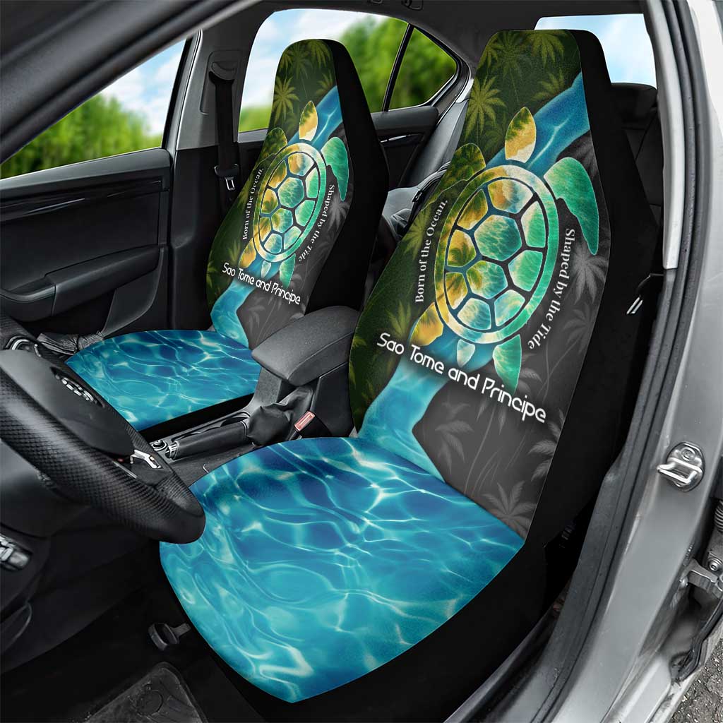 Sea Turtle Sao Tome and Principe Car Seat Cover Ocean Tide and Tropical Palm - African Pride