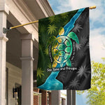 Sea Turtle Sao Tome and Principe Garden Flag Ocean Tide and Tropical Palm - African Pride