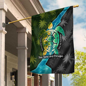 Sea Turtle Sao Tome and Principe Garden Flag Ocean Tide and Tropical Palm - African Pride