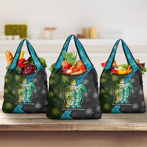 Sea Turtle Sao Tome and Principe Grocery Bag Ocean Tide and Tropical Palm - African Pride