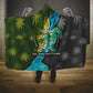 Sea Turtle Sao Tome and Principe Hooded Blanket Ocean Tide and Tropical Palm - African Pride