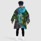 Sea Turtle Sao Tome and Principe Kid Wearable Blanket Hoodie Ocean Tide and Tropical Palm - African Pride