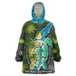 Sea Turtle Sao Tome and Principe Kid Wearable Blanket Hoodie Ocean Tide and Tropical Palm - African Pride