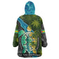 Sea Turtle Sao Tome and Principe Kid Wearable Blanket Hoodie Ocean Tide and Tropical Palm - African Pride