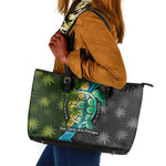 Sea Turtle Sao Tome and Principe Leather Tote Bag Ocean Tide and Tropical Palm - African Pride