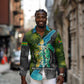 Sea Turtle Sao Tome and Principe Long Sleeve Button Shirt Ocean Tide and Tropical Palm - African Pride