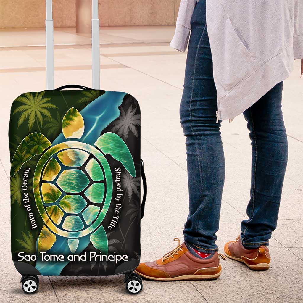 Sea Turtle Sao Tome and Principe Luggage Cover Ocean Tide and Tropical Palm - African Pride