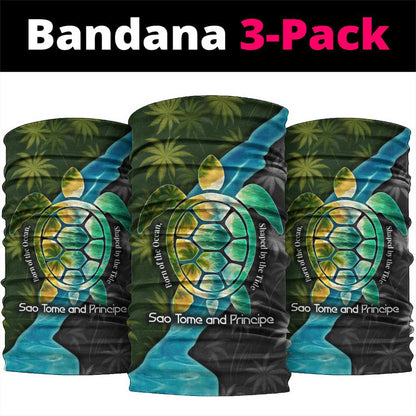 Sea Turtle Sao Tome and Principe Neck Gaiter Ocean Tide and Tropical Palm TS04