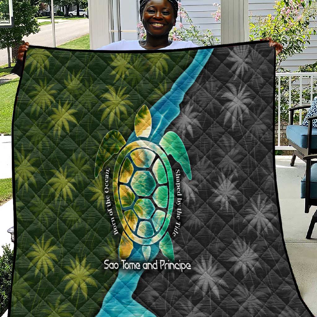 Sea Turtle Sao Tome and Principe Quilt Ocean Tide and Tropical Palm - African Pride
